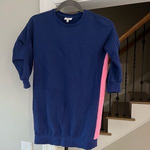 Girls navy sweatshirt dress with pink side trim size small